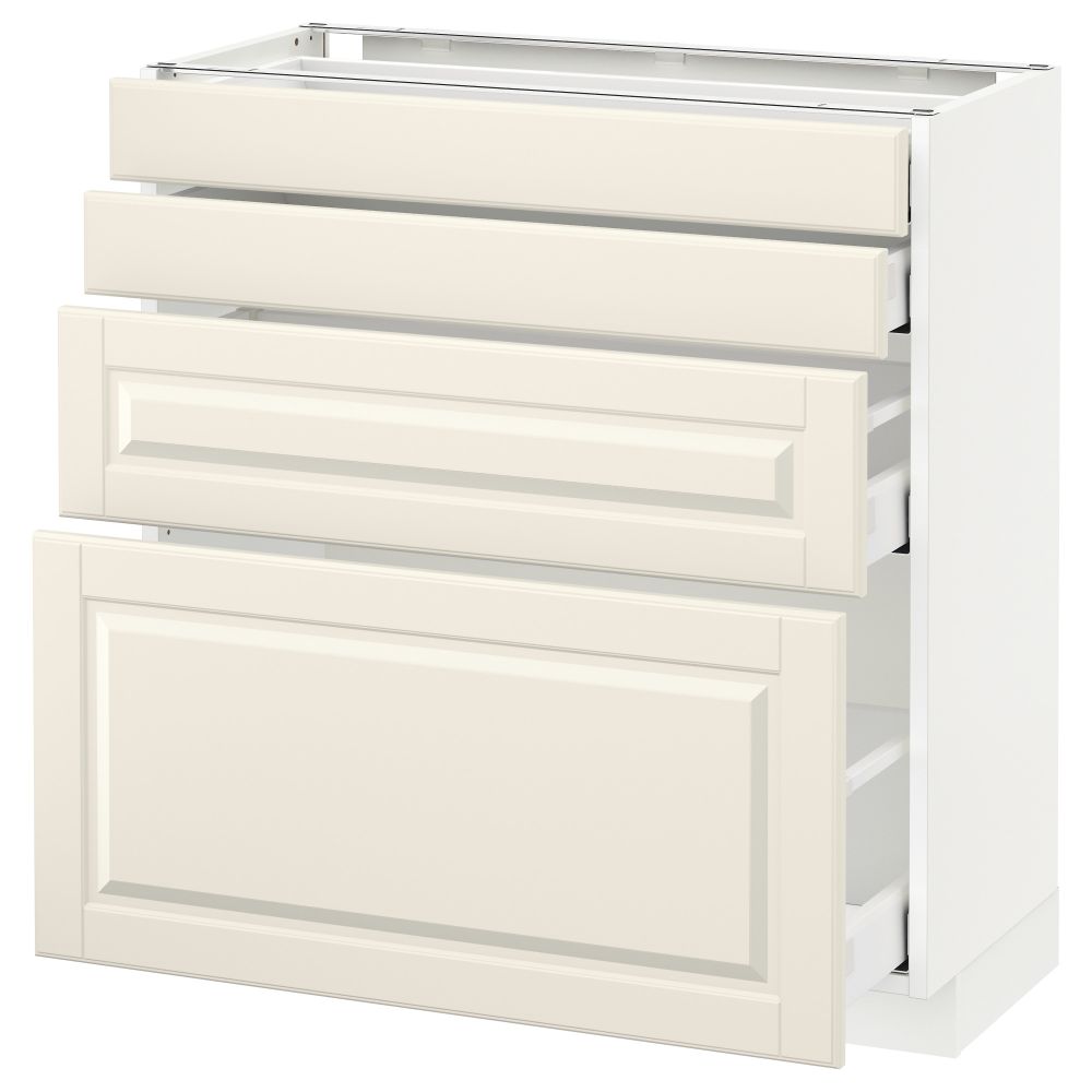 Напольный шкаф 4 фронтальных панели, 4 ящика МЕТОД / МАКСИМЕРА, белый, Будбин белый с оттенком - схема-чертеж с размерами