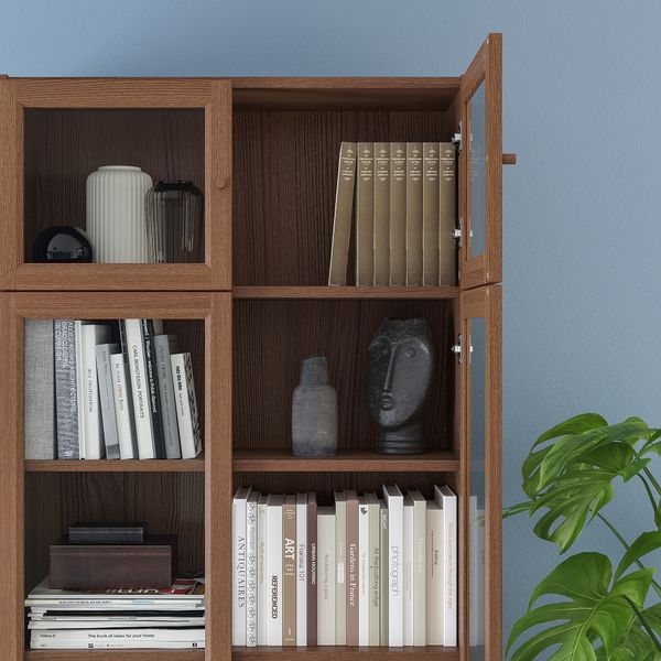 Стеллаж с верхними полками, дверьми, 80x30x237 см, коричневый ясеневый шпон IKEA BILLY БИЛЛИ 592.873.40 - фото 5