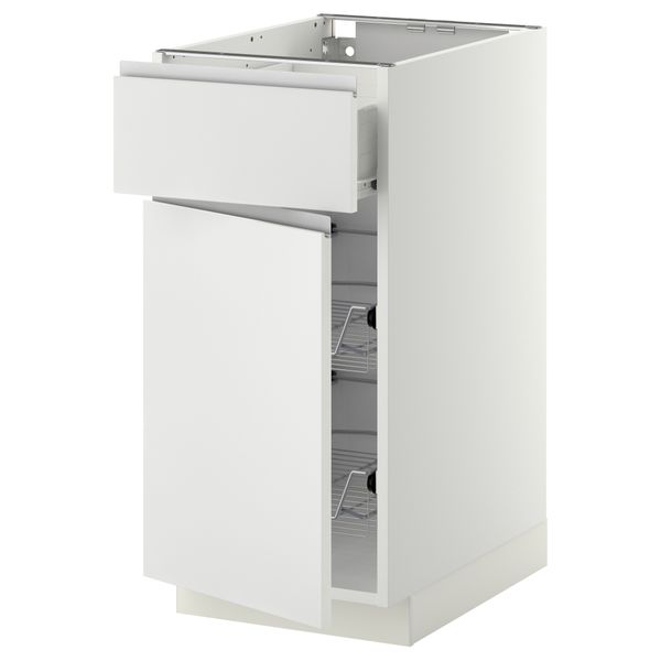 Напольный шкаф с проволочной корзиной, ящиком, дверью МЕТОД / ФОРВАРА, белый, Нодста белый - схема-чертеж с размерами