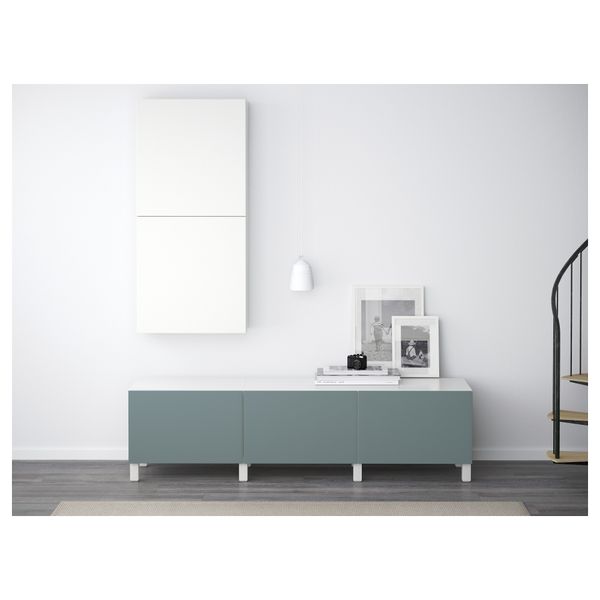 Комбинация для хранения с ящиками БЕСТО, белый, Вальвикен серо-бирюзовый (180x40x48 см) - фото 2