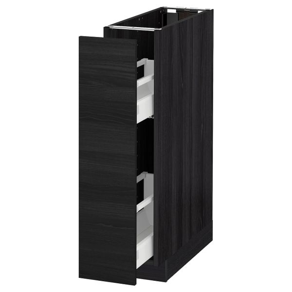 Напольный шкаф, выдвижной внутри элем, черный, Тингсрид черный 20x60 см IKEA МЕТОД 892.319.26 - схема-чертеж с размерами