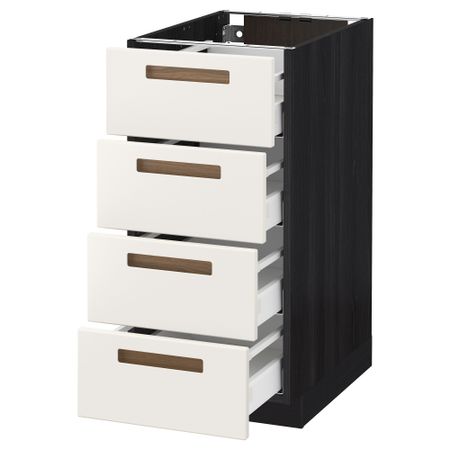 Напольный шкаф 4 фронтальных панели, 4 ящика МЕТОД / МАКСИМЕРА, черный, Мэрста белый