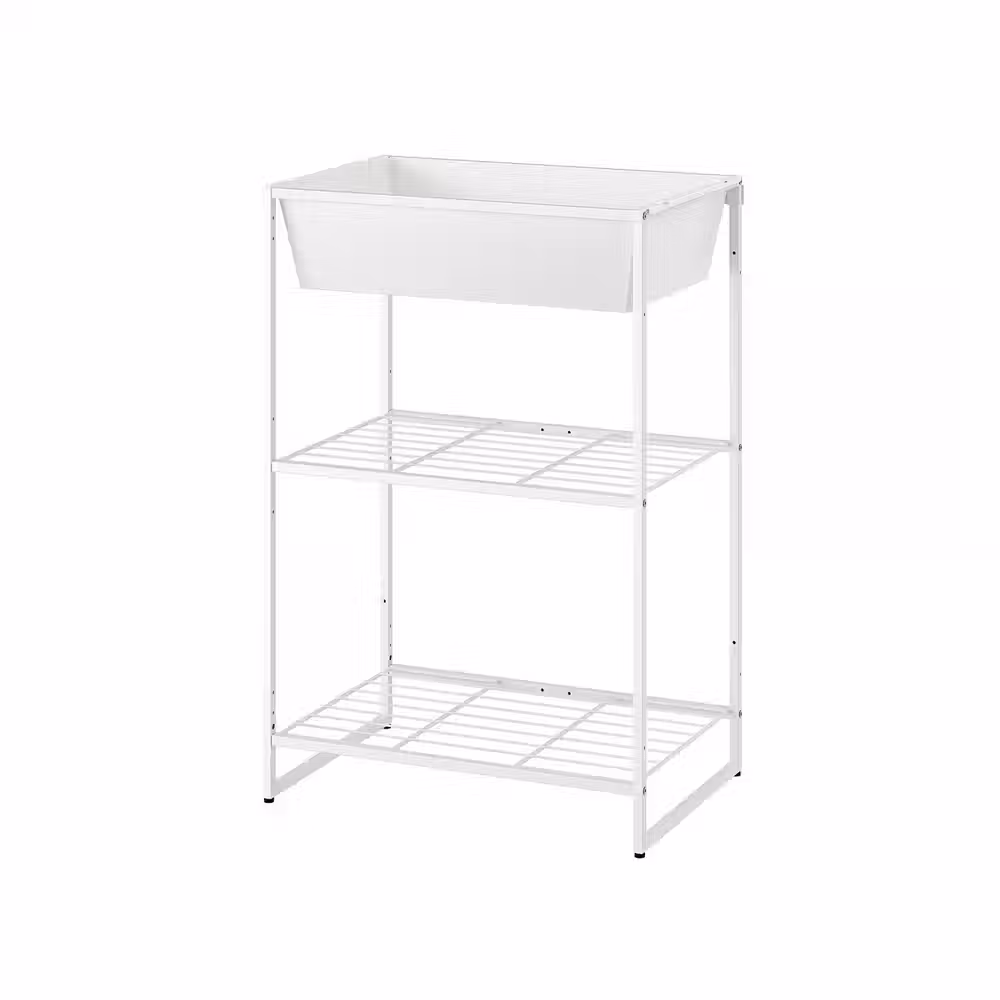 JOSTEIN Стеллаж с контейнером - д/дома/улицы/проволочный белый 61x40x90 см - фото 1