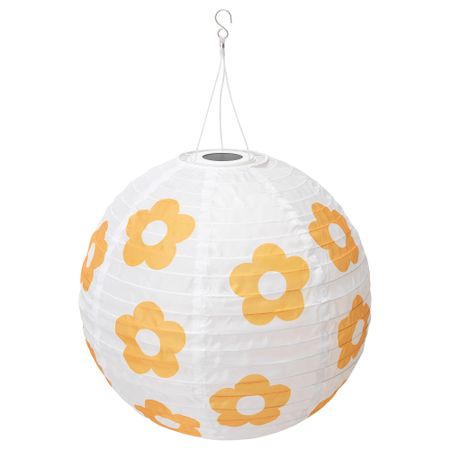 Подвесная светодиодная лампа СОЛВИДЕН, для сада шаровидный, цветочный орнамент желтый (45 см)