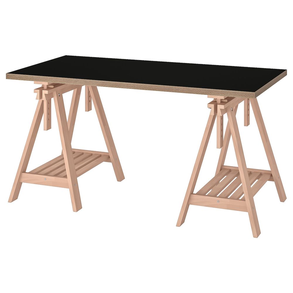 Стол, черный/фанера бук 150x75 см IKEA LINNMON ЛИННМОН / FINNVARD ФИНВАРД 093.360.79 - схема-чертеж с размерами