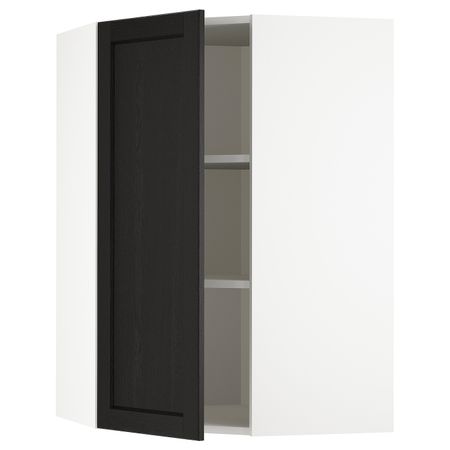 Угловой навесной шкаф с полками, белый/Лерхюттан черная морилка 68x100 см IKEA METOD МЕТОД 692.581.58