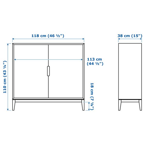 Шкаф, белый, 118x110 см IKEA REGISSÖR РЕЖИССЁР 403.420.73 - схема-чертеж с размерами