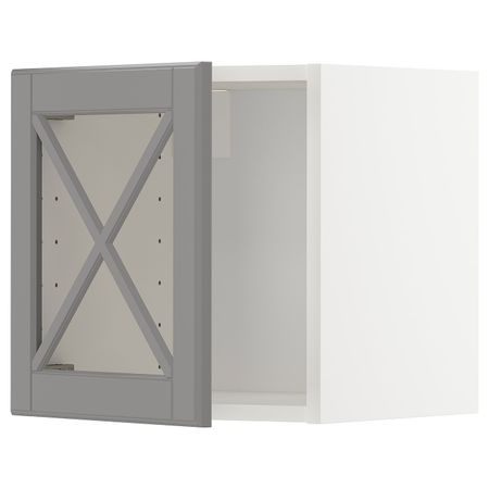 Навесной шкаф со стеклянной дверью, белый/Будбин серый 40x40 см IKEA METOD МЕТОД 092.606.30