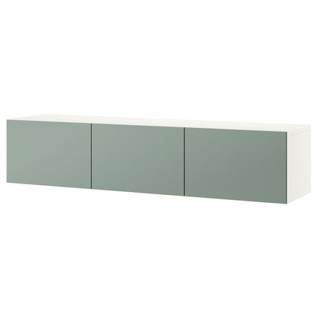 Тумба под ТВ, с дверцами, белый/Нотвикен серо-зеленый 180x42x38 см IKEA BESTÅ БЕСТО 793.306.96