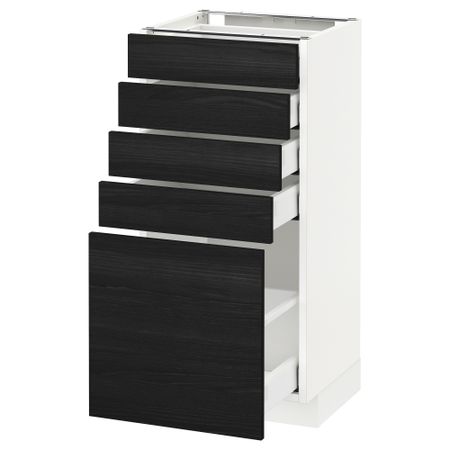 Напольный шкаф с 5 ящиками МЕТОД / МАКСИМЕРА, белый, Тингсрид черный