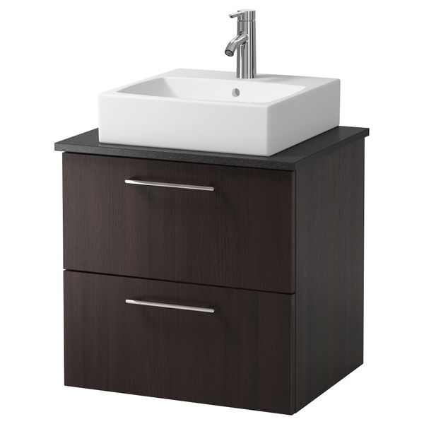 Шк п-раковину/столешн45x45/раковина ГОДМОРГОН/АЛДЕРН / ТОРНВИКЕН, черно-коричневый, черный (62x49x72 см) - схема-чертеж с размерами