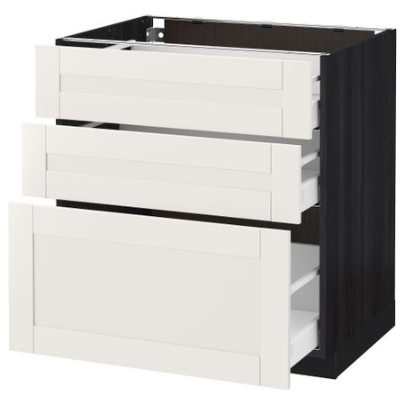 Напольный шкаф с 3 ящиками МЕТОД / МАКСИМЕРА, черный, Сэведаль белый