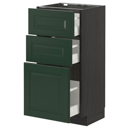 Напольный шкаф с 3 ящиками, черный/Будбин темно-зеленый 40x37 см IKEA МЕТОД / МАКСИМЕРА 393.145.80