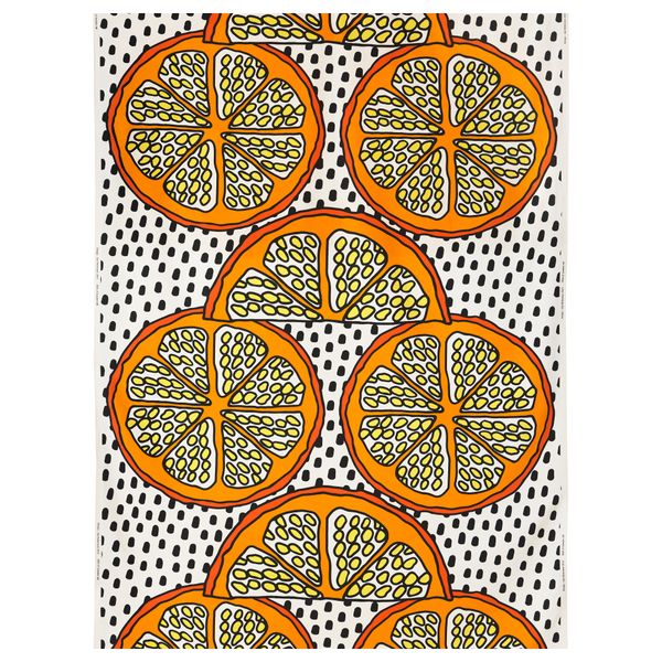 Ткань ОРАНГЕЛИЛЬЯ, оранжевый, белый/черный (150 см) - фото 1