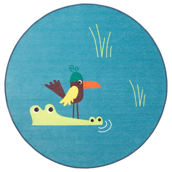 Ковер безворсовый, птица/синий 100 см IKEA DJUNGELSKOG ДЬЮНГЕЛЬСКОГ 803.937.63 - фото 1