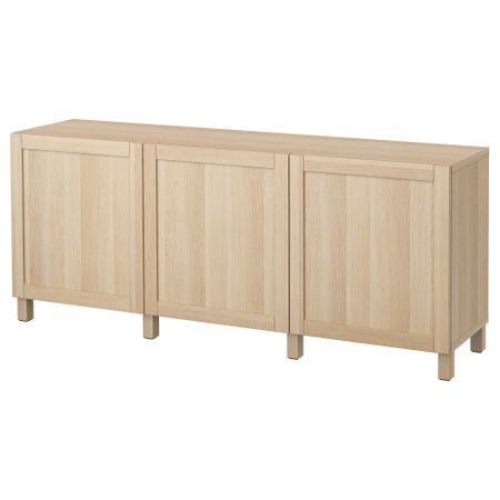 Комбинация для хранения с дверцами БЕСТО, Ханвикен под беленый дуб (180x40x74 см)