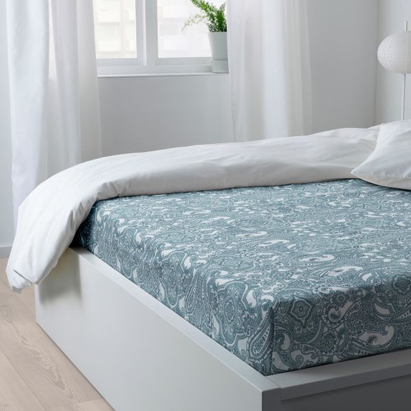 Простыня, белый, синий 240x260 см IKEA JÄTTEVALLMO ЙЭТТЕВАЛЛМО 604.366.07 - схема-чертеж с размерами