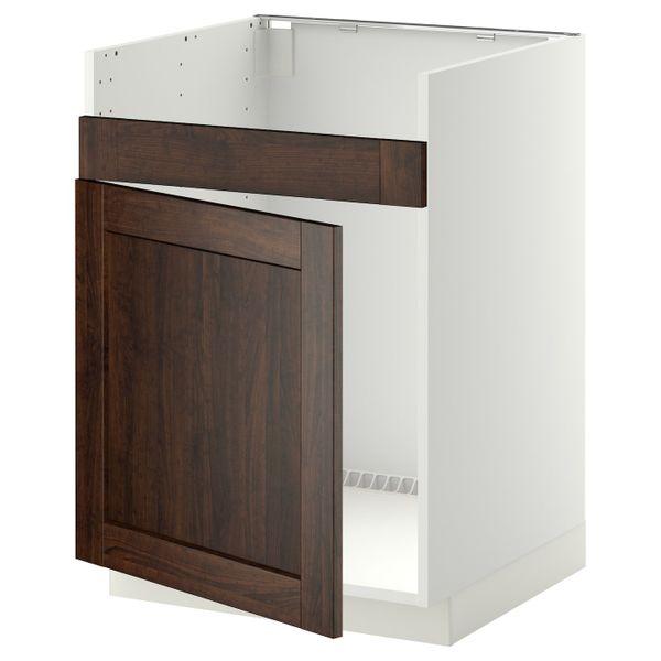 Напольный шкаф для мойки ХАВСЕН, белый/Эдсерум коричневый 60x60 см IKEA METOD МЕТОД 392.801.70 - схема-чертеж с размерами