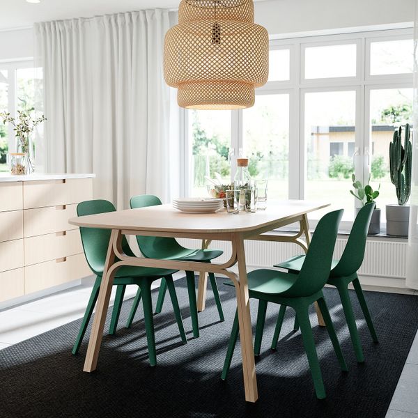 Стол и 4 стула, бамбук/зеленый 180x90 см IKEA VOXLÖV ВОКСЛЁВ / ODGER ОДГЕР 693.886.78 - фото 2