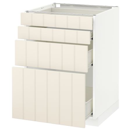 Напольный шкаф 4 фронтальных панели, 4 ящика МЕТОД / ФОРВАРА, белый, Хитарп белый с оттенком