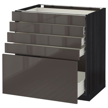 Напольный шкаф с 5 ящиками МЕТОД / ФОРВАРА, черный, Рингульт серый