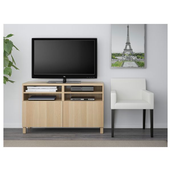 Тумба под ТВ, с дверцами БЕСТО, Лаппвикен под беленый дуб (120x40x74 см) - фото 2