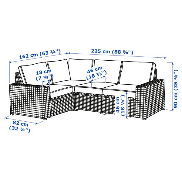 IKEA в интерьере - схема-чертеж с размерами