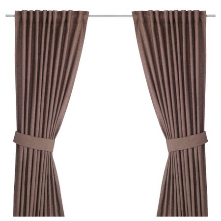 Гардины с прихватом, 1 пара ИНГЕРТ, коричневый (145x300 см)