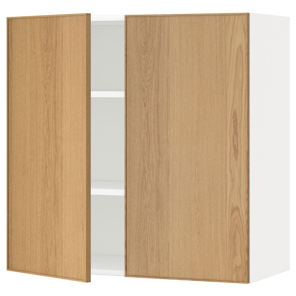 Навесной шкаф с полками/2дверцы, белый/Экестад дуб 80x80 см IKEA METOD МЕТОД 992.255.43 - схема-чертеж с размерами
