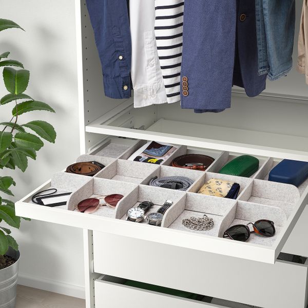 Выдвижная полка с разделителем, белый, светло-серый 75x58 см IKEA KOMPLEMENT КОМПЛИМЕНТ 793.320.11 - фото 2