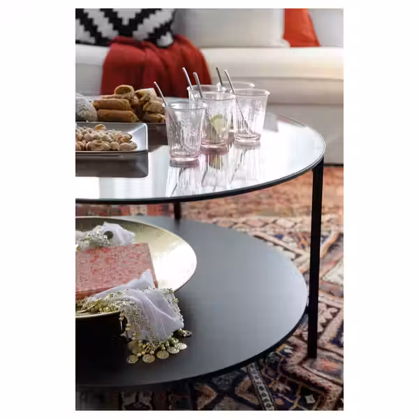 VITTSJÖ Журнальный стол - черно-коричневый/стекло 75 см - фото 4