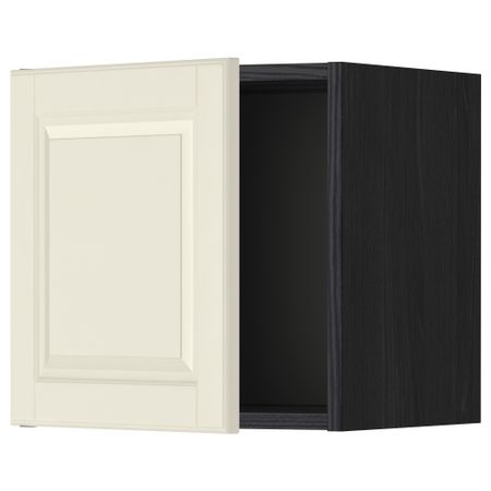 Шкаф навесной МЕТОД, черный, Будбин белый с оттенком