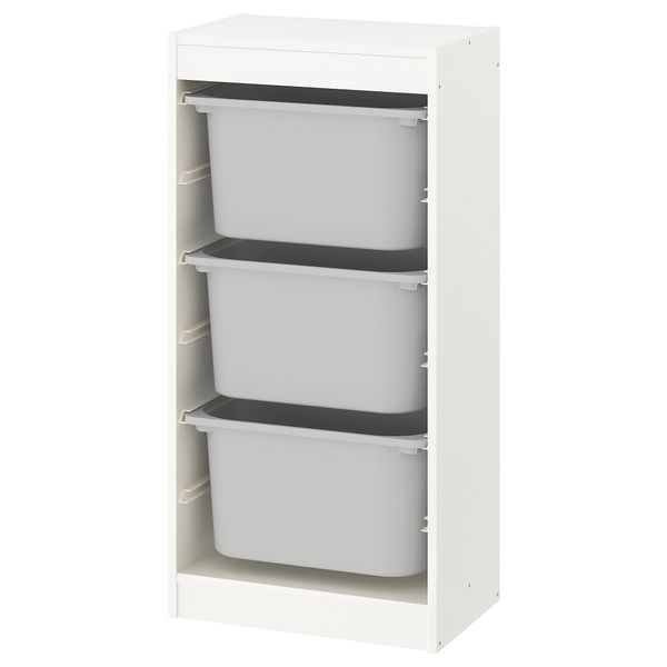 Комбинация для хранения + контейнеры, белый, серый, 46x30x94 см IKEA TROFAST ТРУФАСТ 793.304.70 - фото 2
