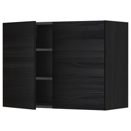 Навесной шкаф с полками/2дверцы, черный, Тингсрид черный 80x60 см IKEA МЕТОД 792.322.62