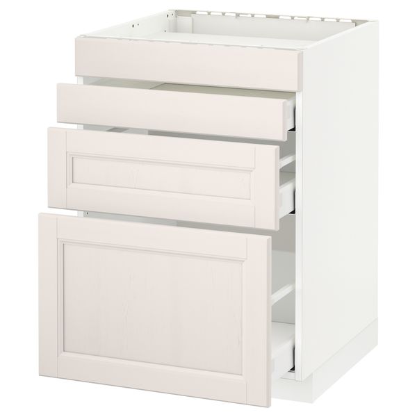 Напольный шкаф для духовки, 4фасада, 3 ящика МЕТОД / МАКСИМЕРА, белый, Лаксарби белый - схема-чертеж с размерами