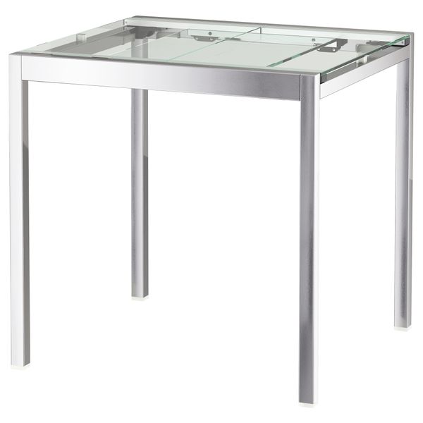 Раздвижной стол ГЛИВАРП, прозрачный, хромированный (75/115x70 см) - фото 1
