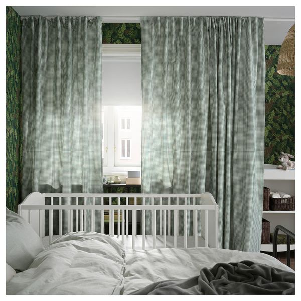 Гардины, 2 шт., белый, зеленый 145x300 см IKEA ORDENSFLY ОРДЕНСФЛИ 304.436.90 - фото 3