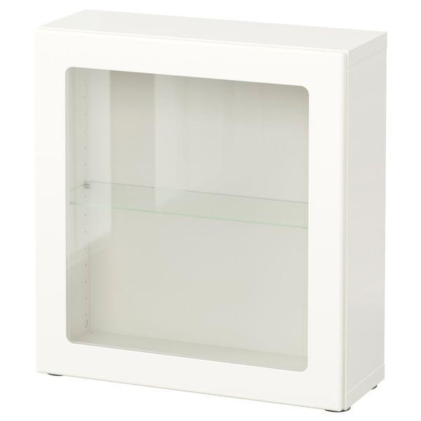 Стеллаж со стеклянной дверью БЕСТО, Льюсвик белый (60x20x64 см) - схема-чертеж с размерами