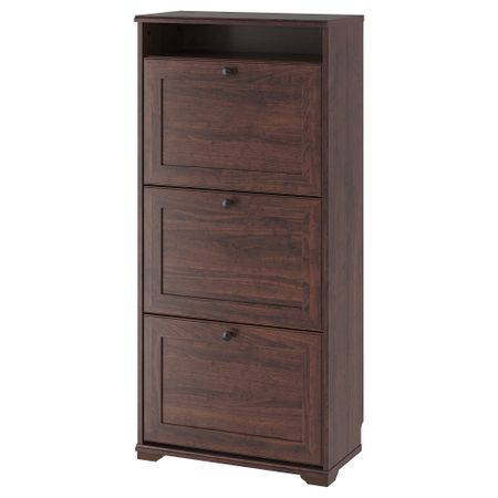 Галошница, 3 отделения, коричневый, 61x30x130 см IKEA BRUSALI БРУСАЛИ 702.676.04