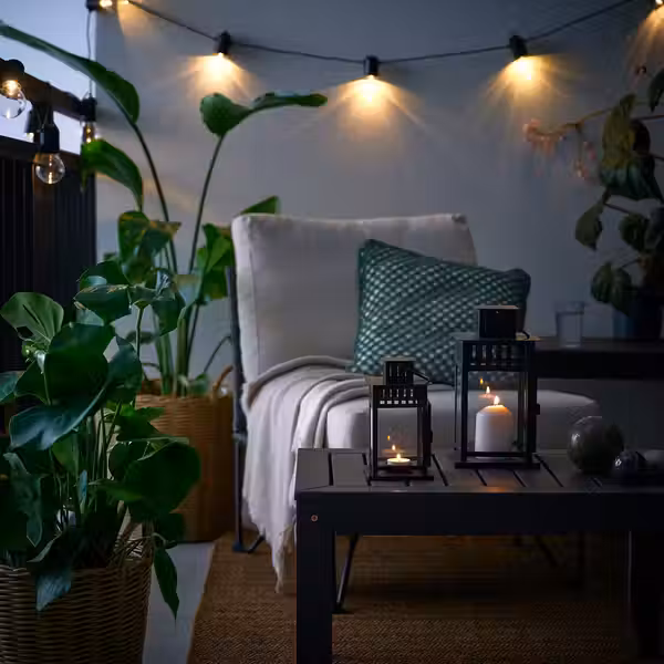 BORRBY Фонарь для греющей свечи - д/дома/улицы чёрный 20 см - фото 4