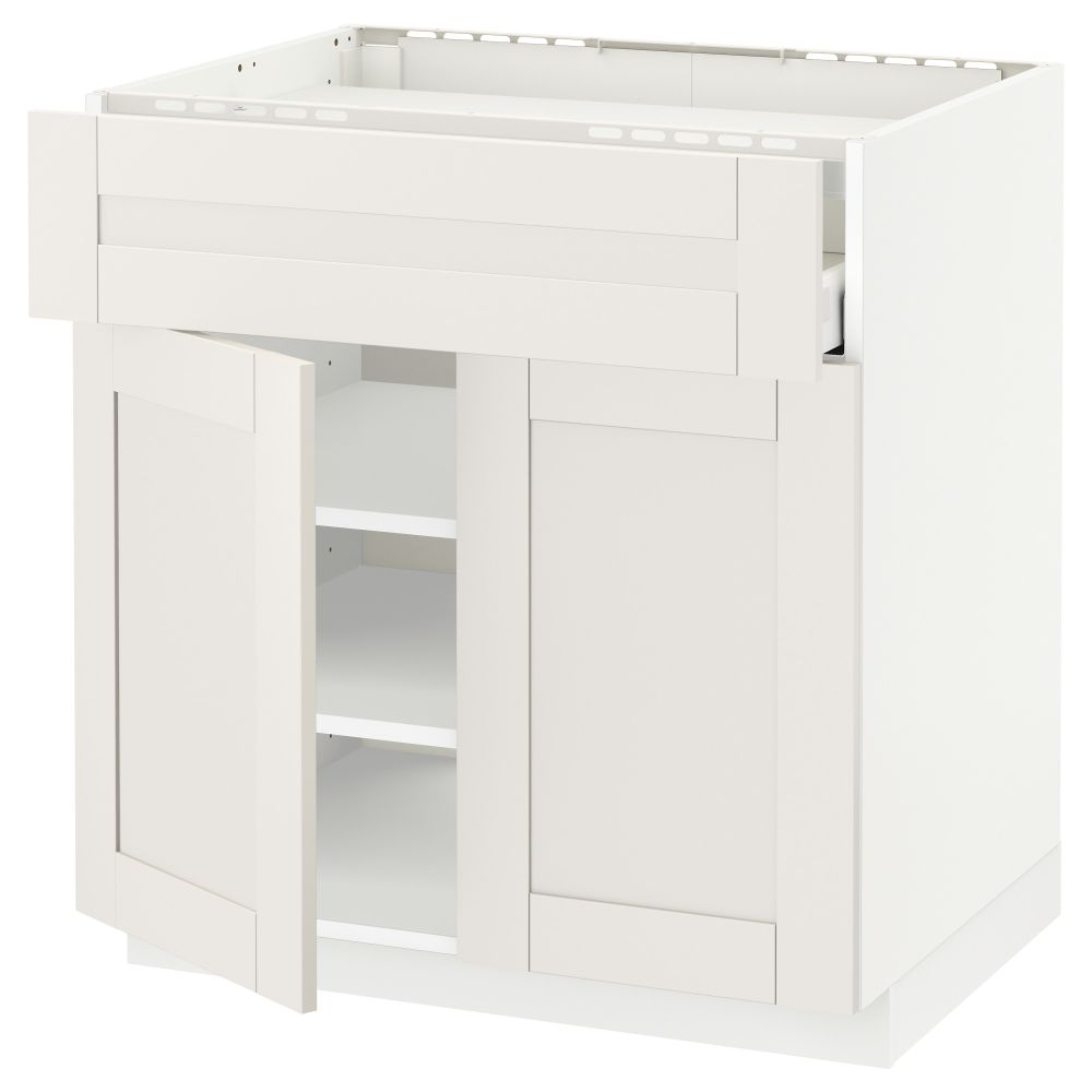 Напольный шкаф для варочной панели, ящик, полка, 2 дверцы МЕТОД / МАКСИМЕРА, белый, Сэведаль белый - схема-чертеж с размерами