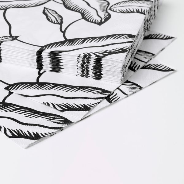 Салфетка бумажная, белый, черный лист 33x33 см IKEA AVSIKTLIG АВСИКТЛИГ 203.544.82 - фото 3