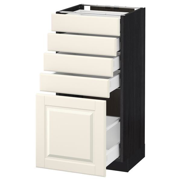 Напольный шкаф с 5 ящиками МЕТОД / МАКСИМЕРА, черный, Будбин белый с оттенком - схема-чертеж с размерами