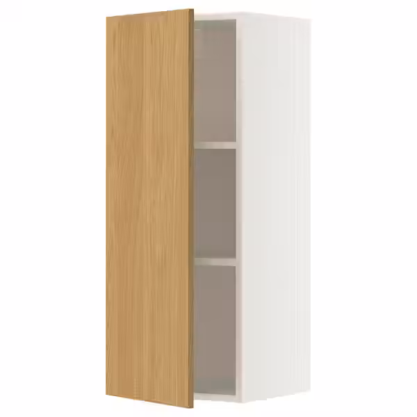 METOD Навесной шкаф с полками - белый/Sinarp дубовый шпон 40x100 см - фото 1