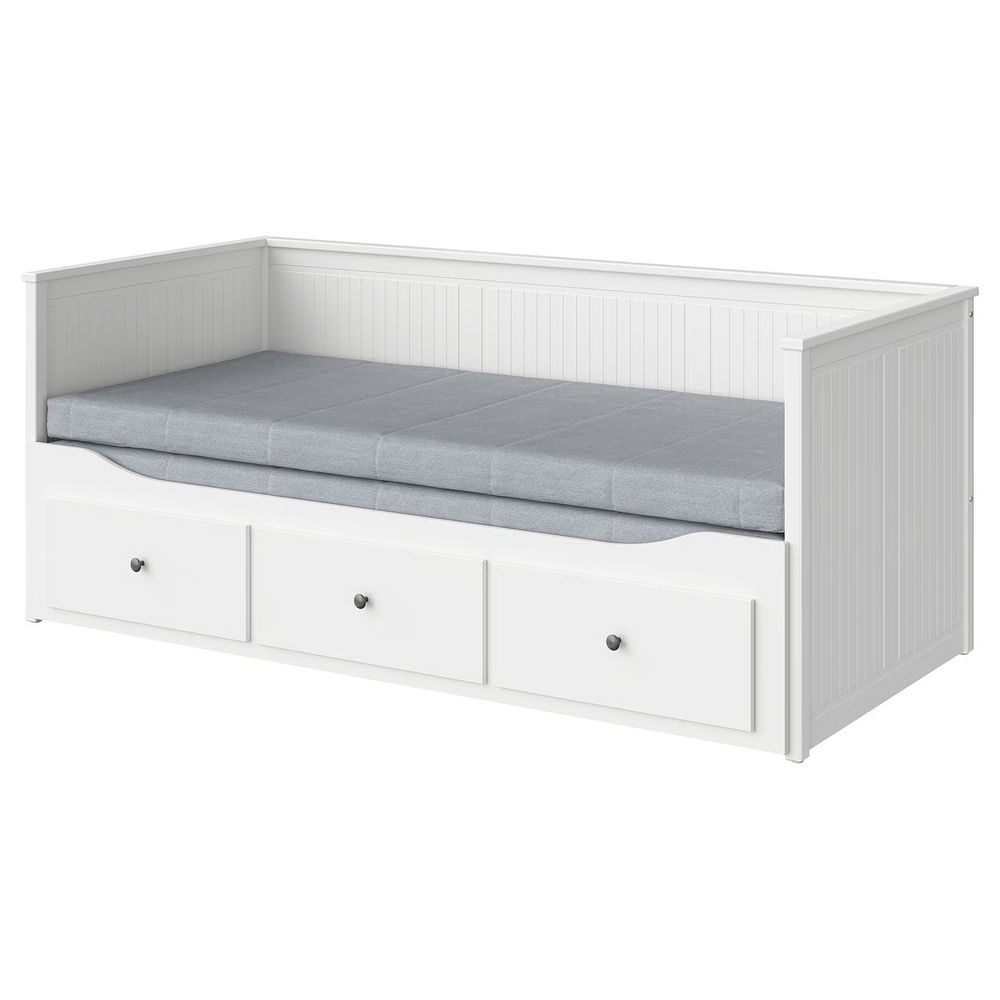 HEMNES Кушетка с 2 матрасами/3ящиками - белый/Ågotnes жесткий 80x200 см - фото 1