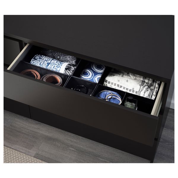 Комод с 6 ящиками МАЛЬМ, черно-коричневый (160x78 см) - фото 3