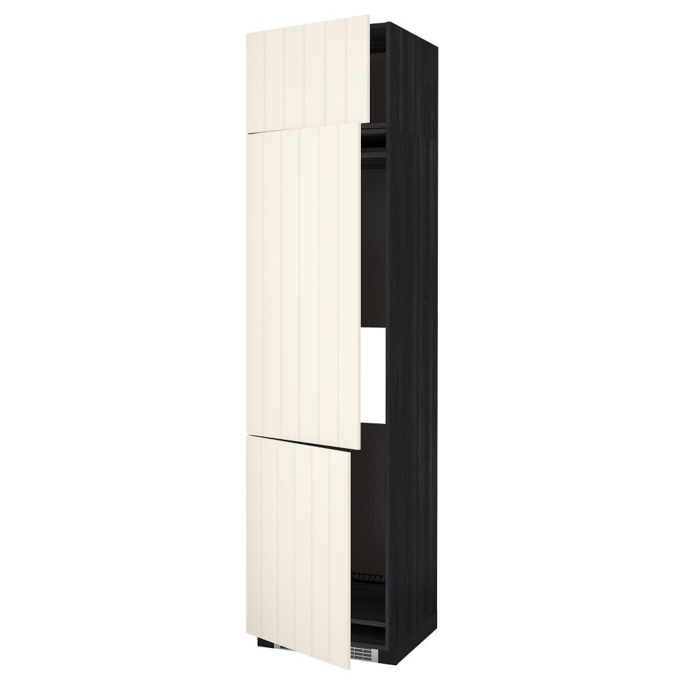 Высокий шкаф для холодильника или морозильника, с 3 дверями МЕТОД, черный, Хитарп белый с оттенком - схема-чертеж с размерами