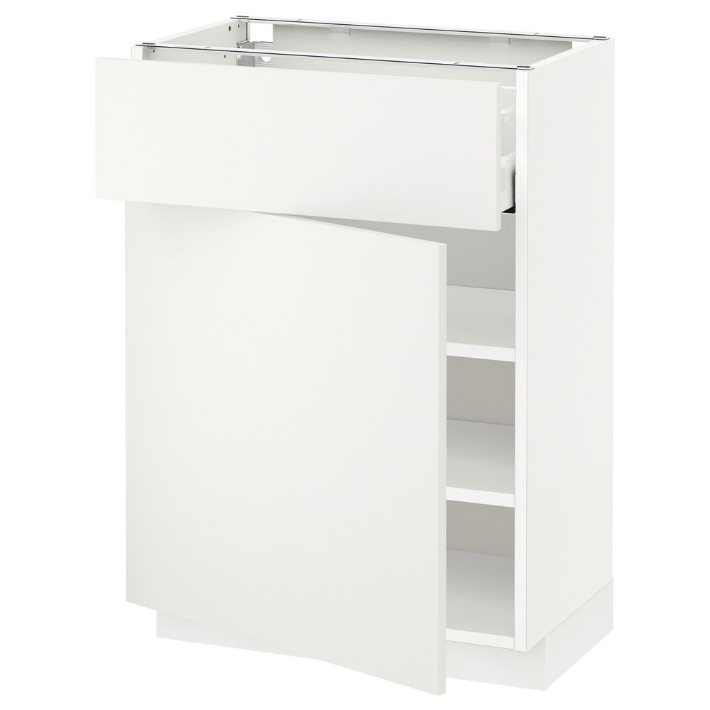 Напольный шкаф с ящиком/дверью, белый/Хэггеби белый 60x37 см IKEA METOD МЕТОД / MAXIMERA МАКСИМЕРА 092.315.10 - схема-чертеж с размерами