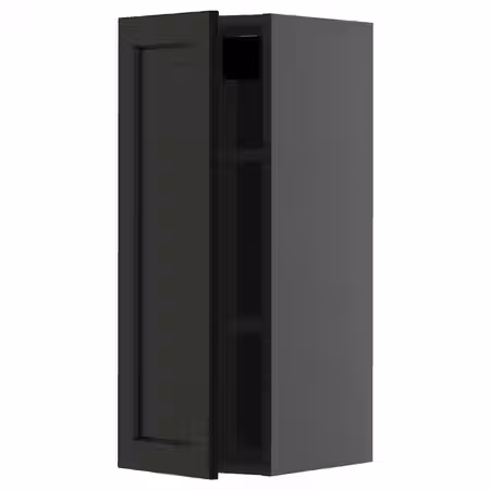 METOD Навесной шкаф с полками - черно-серый/Lerhyttan черная морилка 30x80 см