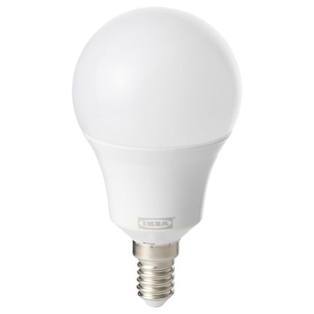 Светодиодная лампочка E14 600 лм, беспроводное регулирование белый спектр/шаровидный молочный IKEA TRÅDFRI ТРОДФРИ 804.115.59